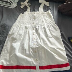 White Sundress with Red and Blue Stripe